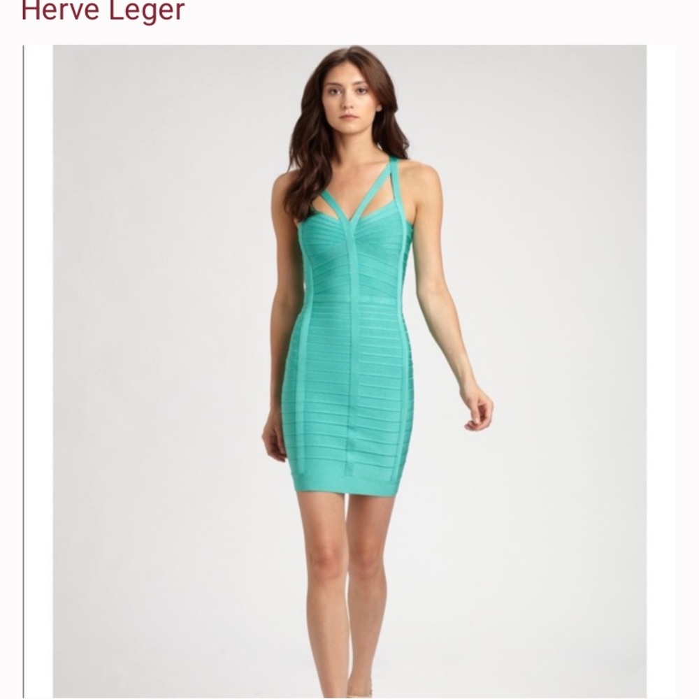 Herve Leger Teal Bandage Dress size XS